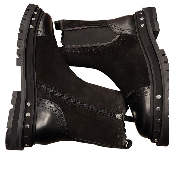 Free People Tate black leather biker studded boots size 9 - Picture 3 of 4